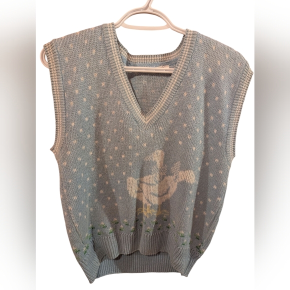 Tops - Blue Sleeveless Knit Sweater with Pattern 2/22 $ on selected item